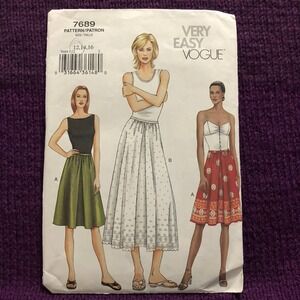 Vogue Pattern  7689 swing midi maxi skirt  sz 12
